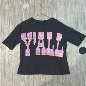 Black and Pink Short Sleeve Tee with Collegiate Design